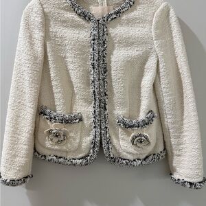Rebecca Taylor Cream Jacket with Black Detailing